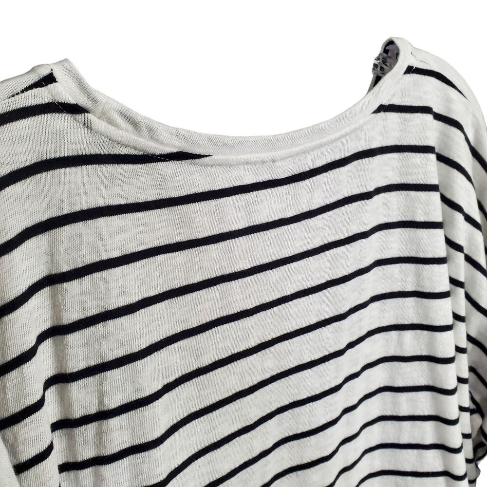 Chicos 3 Size XL Shirt Nautical Stripe Banded Kimono Half Sleeve Relaxed Knit - Picture 8 of 8